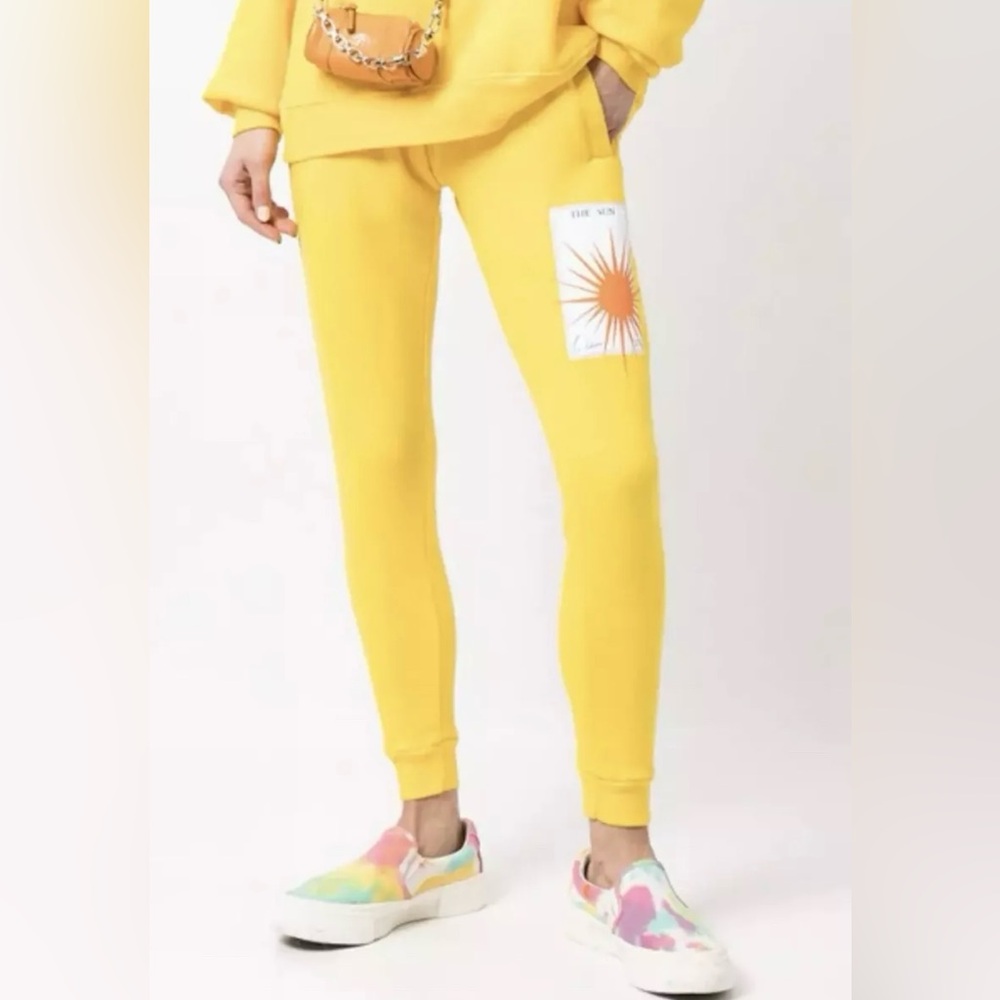 LA DETRESSE The Sun Logo Yellow Jogger Sweatpant size M NWT